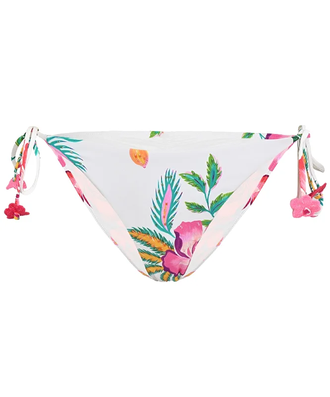 ladies bikini bottoms crisp pleats -Mita Embroidered Tie Teeny Bottom