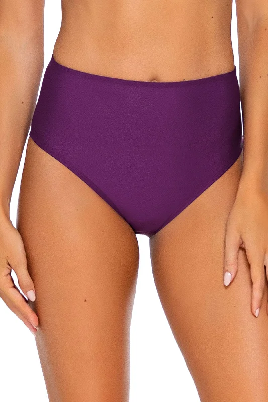 ladies bikini bottoms pre snag -Sunsets Deep Plum High Road Bottom