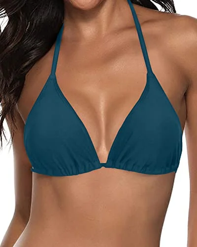 Women’s bikini top gold shimmer chic -Supportive String Triangle Swimsuit Top For Women-Teal