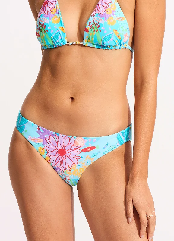 ladies bikini bottoms tide shine -Under The Sea Reversible Hipster Bikini Bottom - Blue Mist