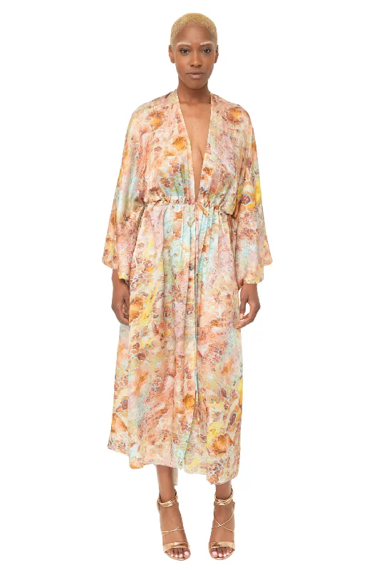 Women’s cover-up travel sleek flair -Forio Print Robe Dress