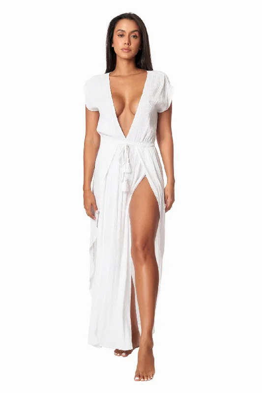 Women’s cover-up striped coastal vibe -Lille 2 Slit Maxi Dress