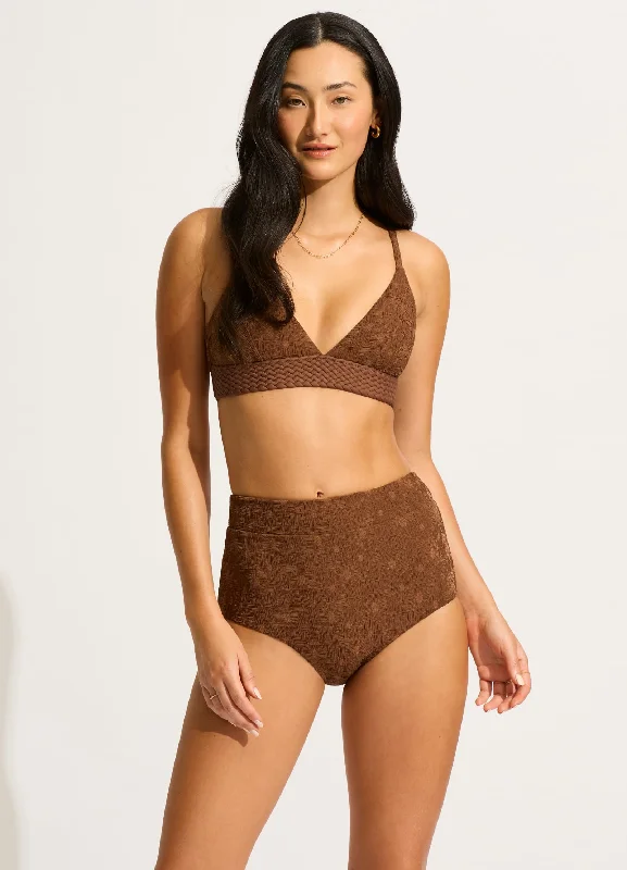 Women’s bikini top poolside luxe glow -Marloe Banded Bralette Bikini Top - Tiramisu