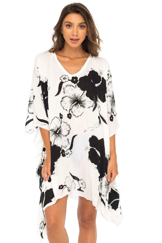 Women’s cover-up V-neck sleek chic -Short Floral Cover Up with Sequins