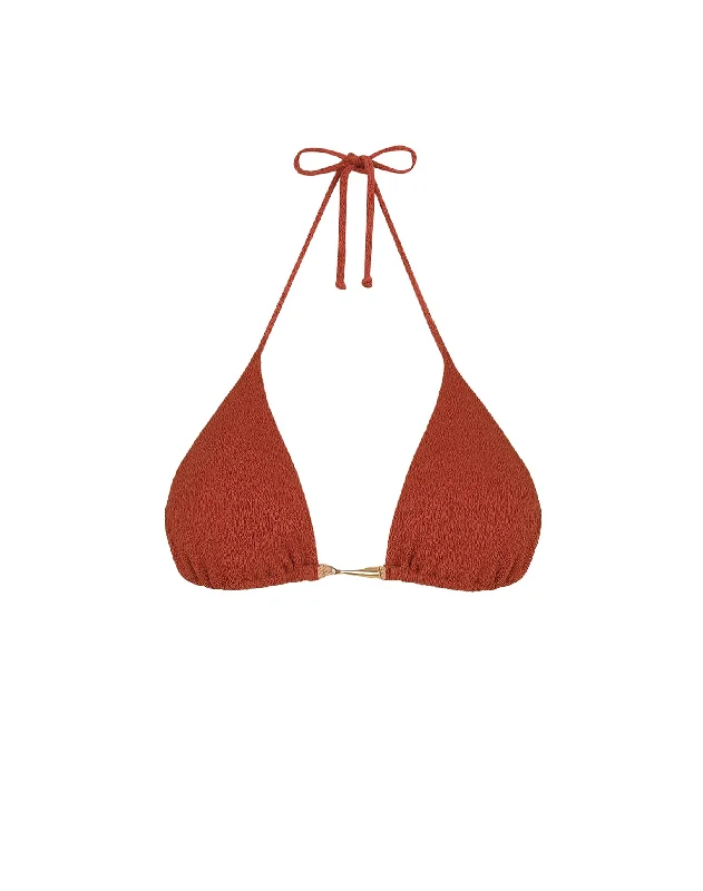 Women’s bikini top sheer sleek flair -Firenze Mandy Tri Top - Redwood