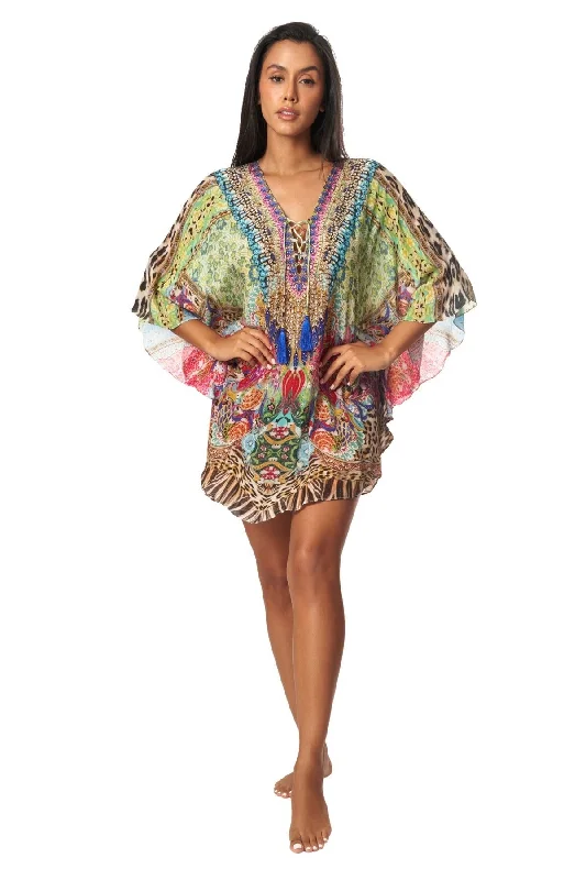 Women’s cover-up branded sleek flair -Caftan Kaftan Dress Cover up in Viscose Silk