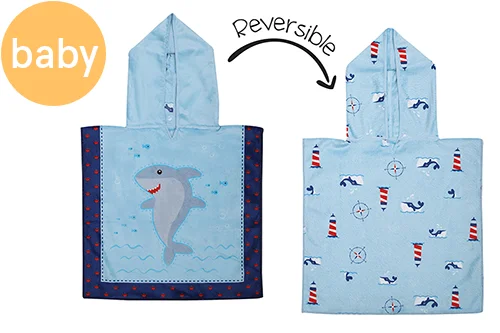 Women’s cover-up local design flair -Reversible Baby Cover Up - Shark | Nautical (one size only)