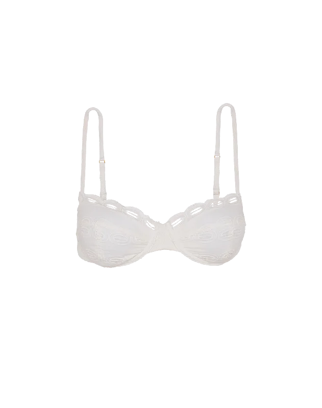 Women’s bikini top midnight chic glow -Eyelet Naya Nissi Top - White