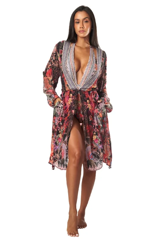 Women’s cover-up zip sleek chic -Forest Festival Women's Midi Wrap Dresses