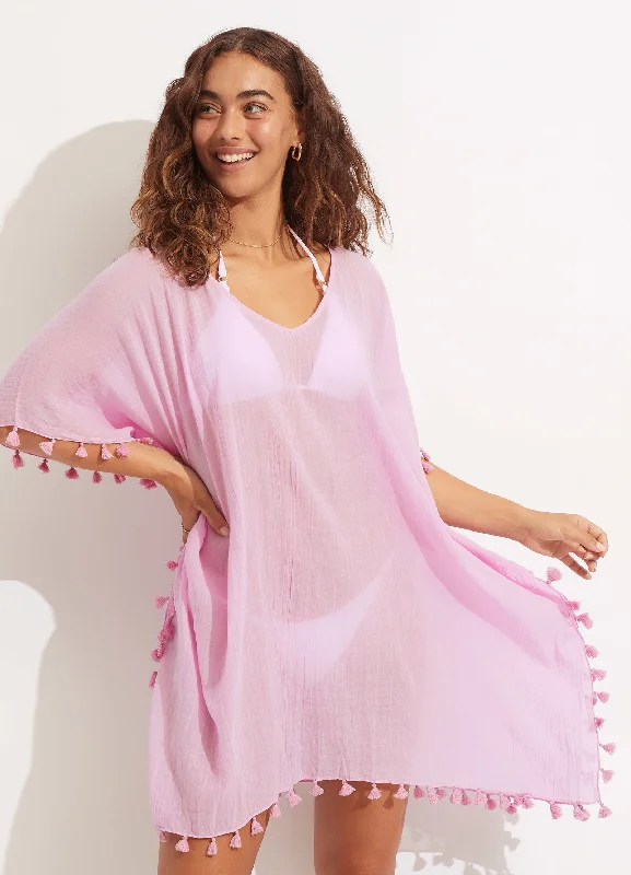 Women’s cover-up wide sleeve glow -Amnesia Kaftan - Wild Rose