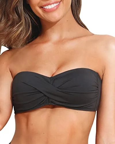 Women’s bikini top wrap vibrant chic -Women's Twist Bandeau Swimwear Non-Removable Soft Padded Bra Bikini Top