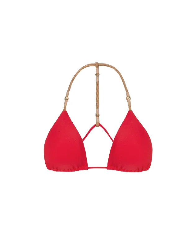 Women’s bikini top bikini bottom match flair -Layla T Back Top - Red Poppy