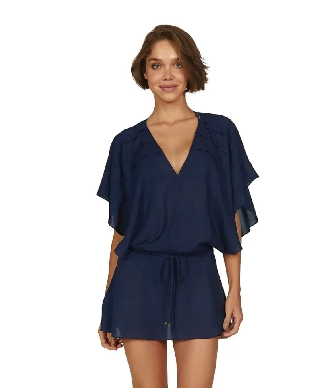 Women’s cover-up tunic stylish glow -Vintage Pleats Tunic - Indigo