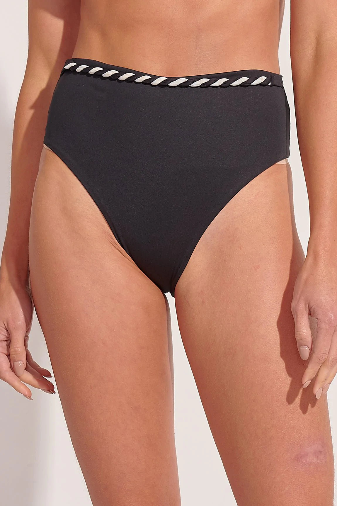 ladies bikini bottoms rhinestone detail -The Deco Braided High Waist Bikini Bottom