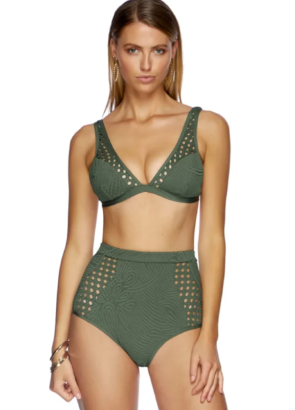 Women’s bikini top starry night glow -SERENITY PLUNGE TOP - Green