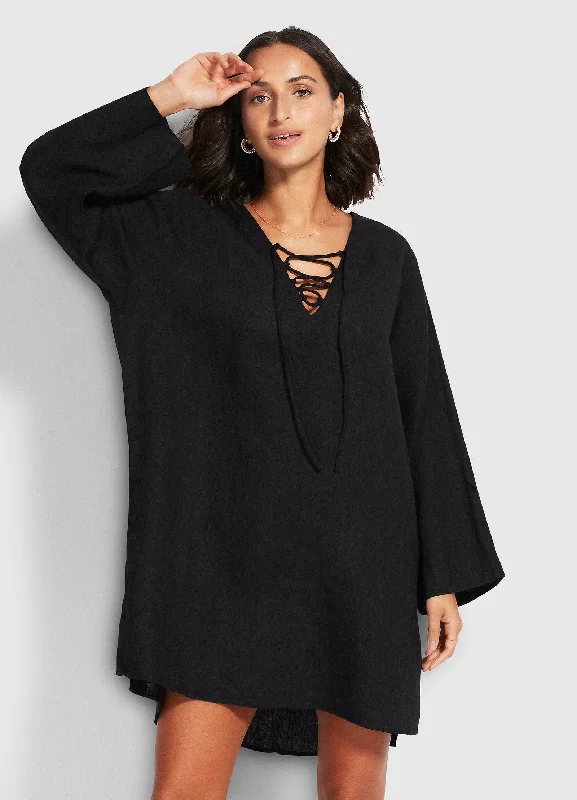 Women’s cover-up zebra bold flair -Harbour Linen Cover Up - Black