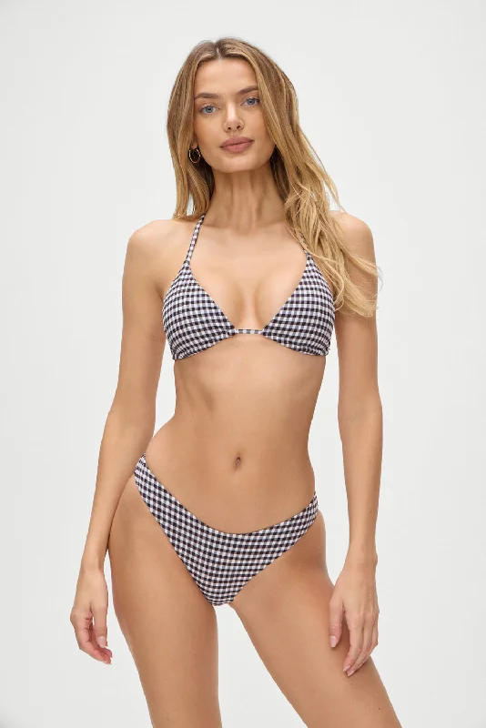 Women’s bikini top turquoise tropical flair -Nick Skimpy Triangle Bikini Top - Blackberry Gingham