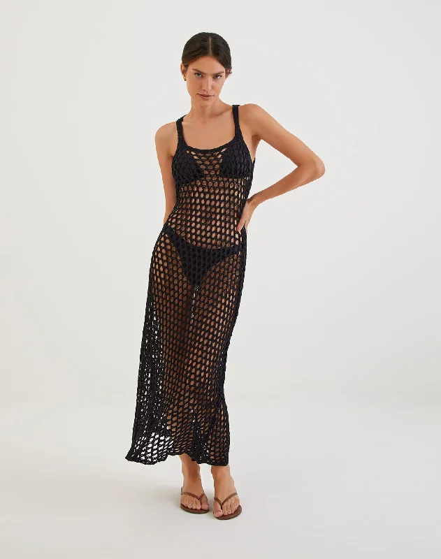 Women’s cover-up maxi elegant glow -Knit Nicole Long Cover Up - Black