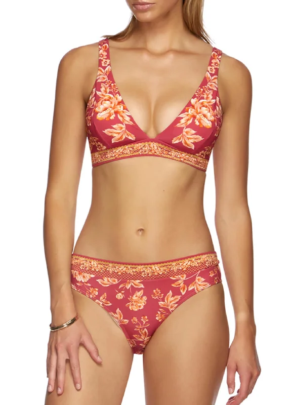 Women’s bikini top yoga comfy glow -Enchantment Longline Tri Bikini Top - Red