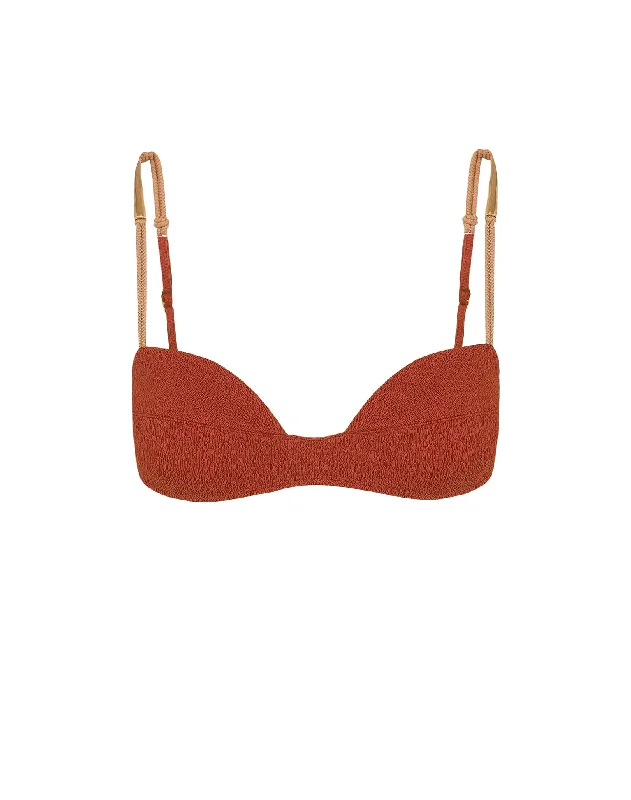 Women’s bikini top quilted soft chic -Firenze Mandy Amelia Top - Redwood