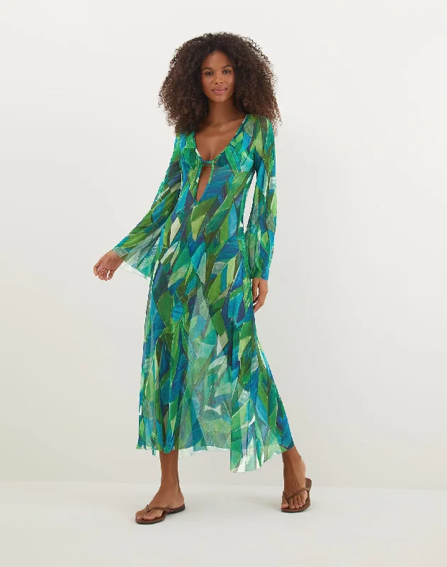 Women’s cover-up poncho breezy chic -Lidi Long Cover Up Tunic - Tropics