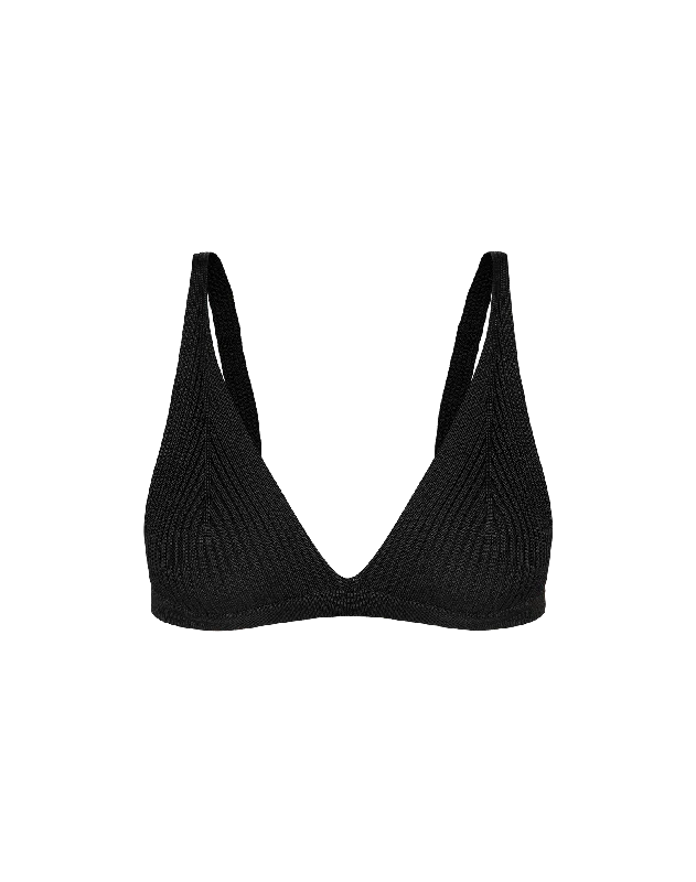 Women’s bikini top asymmetrical flair -Knit Maika Top - Black