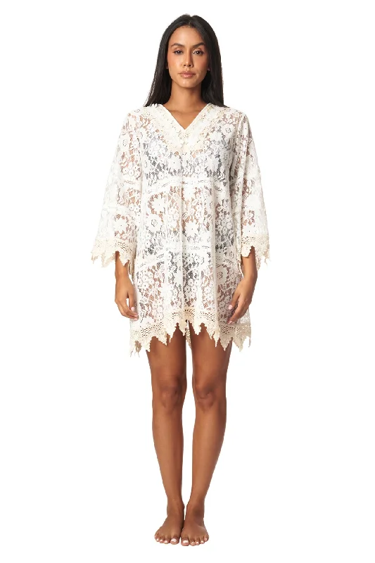 Women’s cover-up evening luxe chic -La Moda Crochet Lace Cover Up Beach Dress