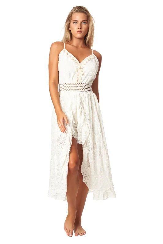 Women’s cover-up sandal sleek glow -La Moda Lace Romper Dress with Shorts