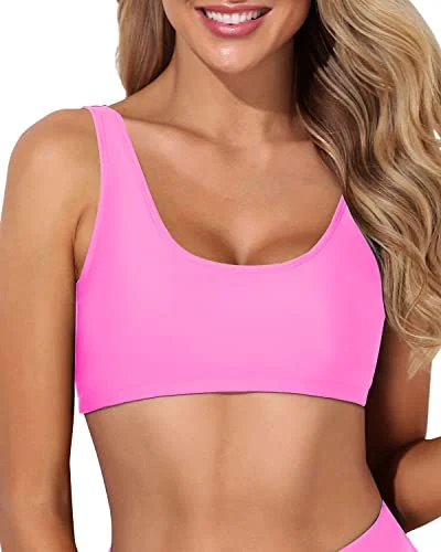 Women’s bikini top paradise sunset chic -Push Up Sports Bra Bikini Top For Women's Beachwear-Light Pink