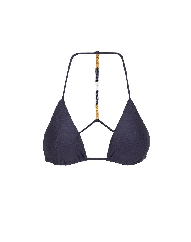 Women’s bikini top matte smooth glow -Ella Triangle Top - Indigo