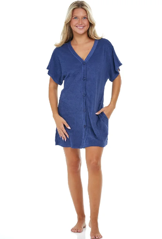 Women’s cover-up sunset warm chic -BUTTON FRONT TUNIC W/ SEAM POCKETS - TERRY