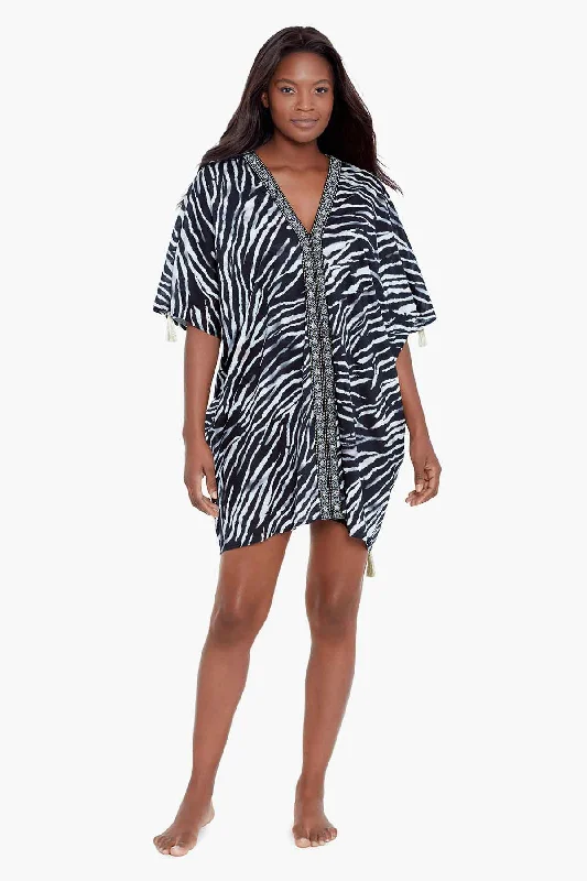 Women’s cover-up summer breeze chic -Tigre Sombre Caftan Swim Cover Up