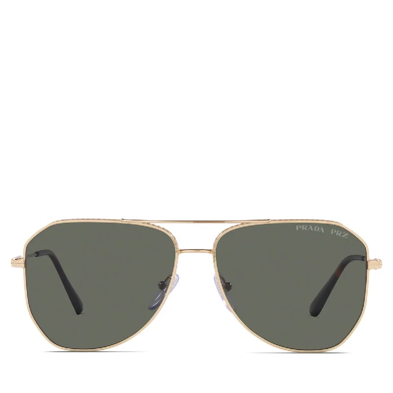 ladies sunglasses hand shaped -Men's Prada Metal Sunglass Pale Gold