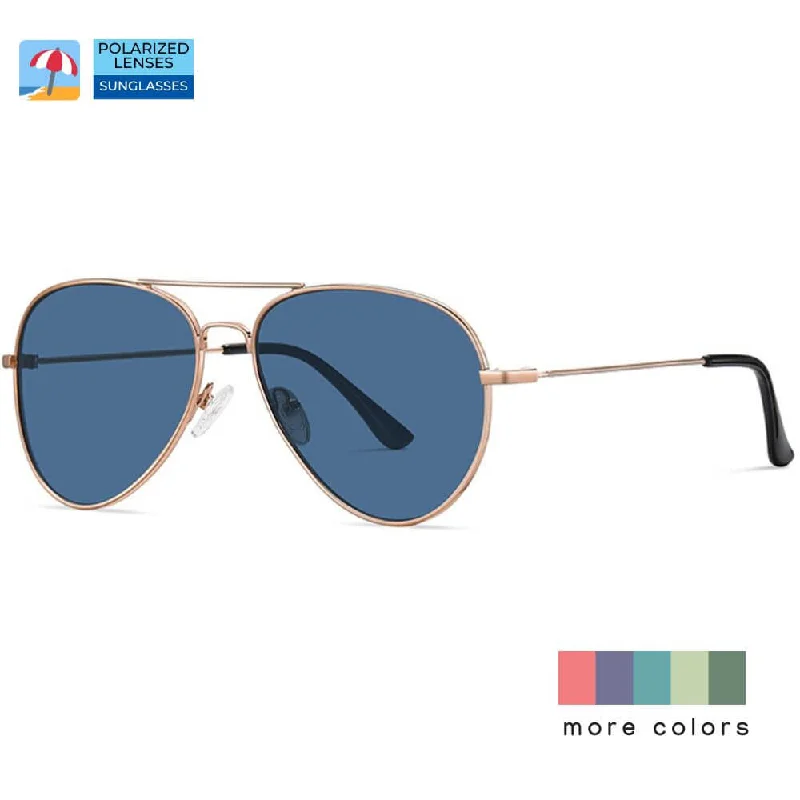 ladies sunglasses misty tint -Aviator Reverse Sunglasses Classic Pilot Metal Frame Polarized 100% UV Protection Inverted Concave Lenses Unisex 57 Eyesize Shades