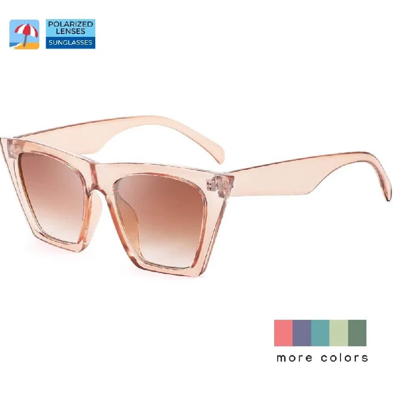 ladies sunglasses crisp bend -Vintage Cateye Polarized Women Sunglasses Trendy Oversized Frame