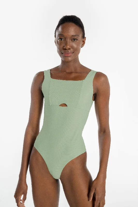 ladies one-piece swimsuit mid hold -New Wave Square One Piece