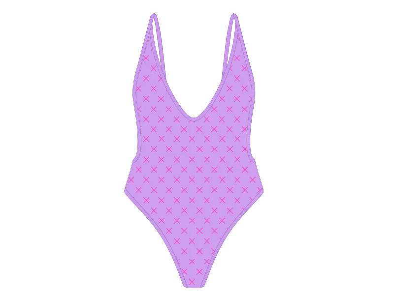 ladies one-piece swimsuit cinched sides -Lilac Logo Print Retro One-Piece