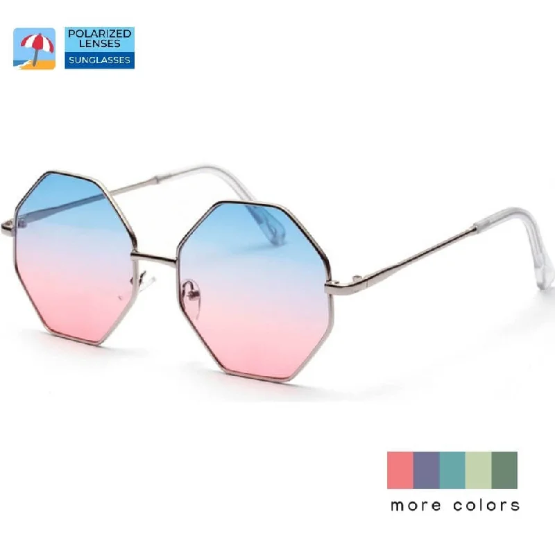 ladies sunglasses wire rim design -Sunglasses for Women Polygon UV400 Lenses Shades