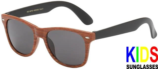 ladies sunglasses short face -Children's Unisex Wooden Look Classic Sunglasses for Boy's and Girl's