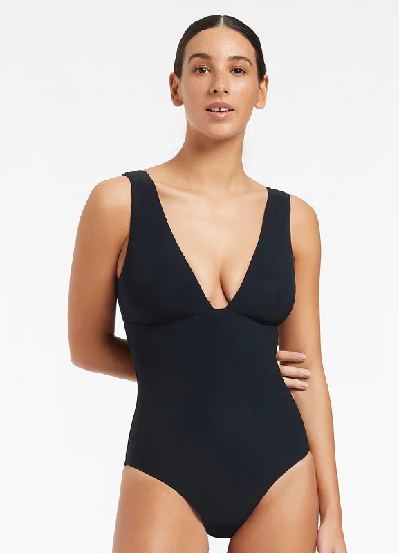 ladies one-piece swimsuit sport fit -Jetset Plunge One Piece - Deep Navy