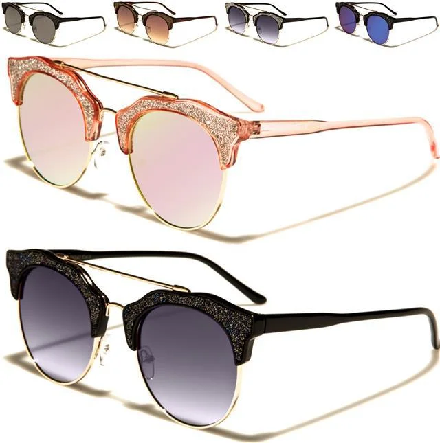 ladies sunglasses summer tint -VG Glitter Cat Eye Mirror Sunglasses for women