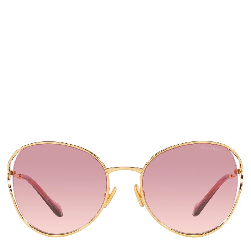 ladies sunglasses stretch glare -Miu Miu Metal Woman Sunglass Gold 53ys