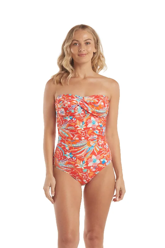 ladies one-piece swimsuit tube fit -Helen Jon Twist Bandeau One Piece Swimsuit - Liliana - FINAL SALE