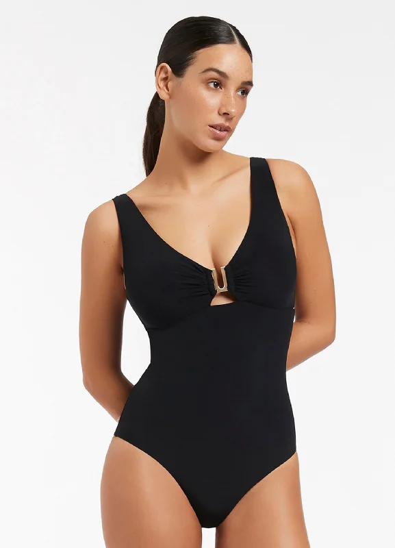 ladies one-piece swimsuit day splash -Jetset D-DD Plunge One Piece - Black