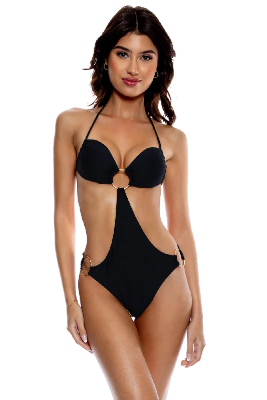 ladies one-piece swimsuit wet proof -Ring Bandeau Monokini