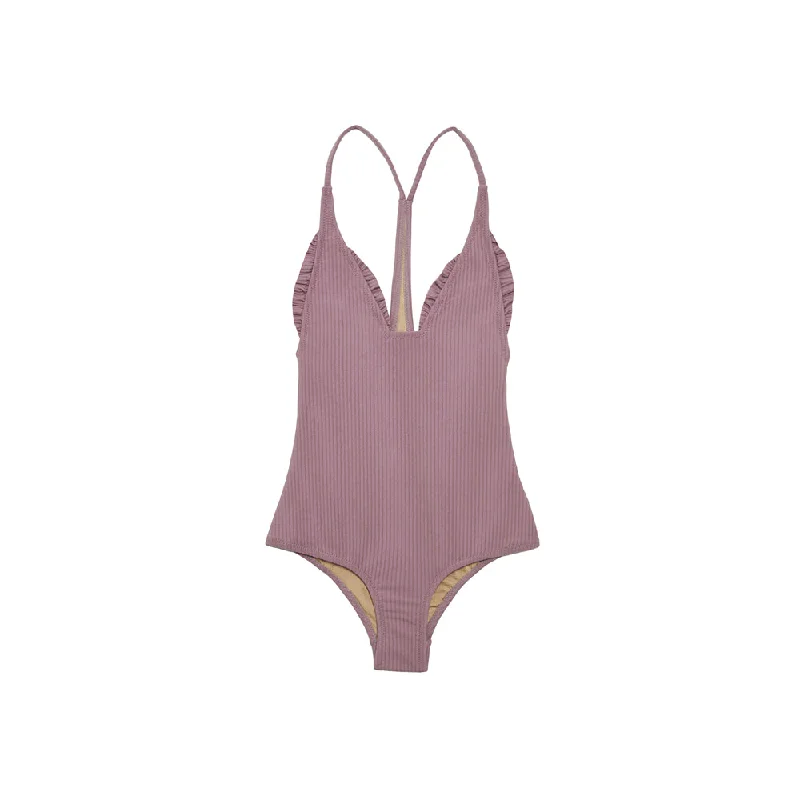 ladies one-piece swimsuit fuzzy weave -Traveler One Piece | Purple Haze Rib