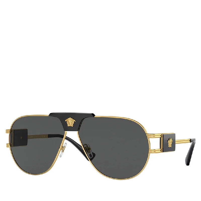 ladies sunglasses crafted shade -Men's Versace Steel Sunglass Gold / Dark Gray