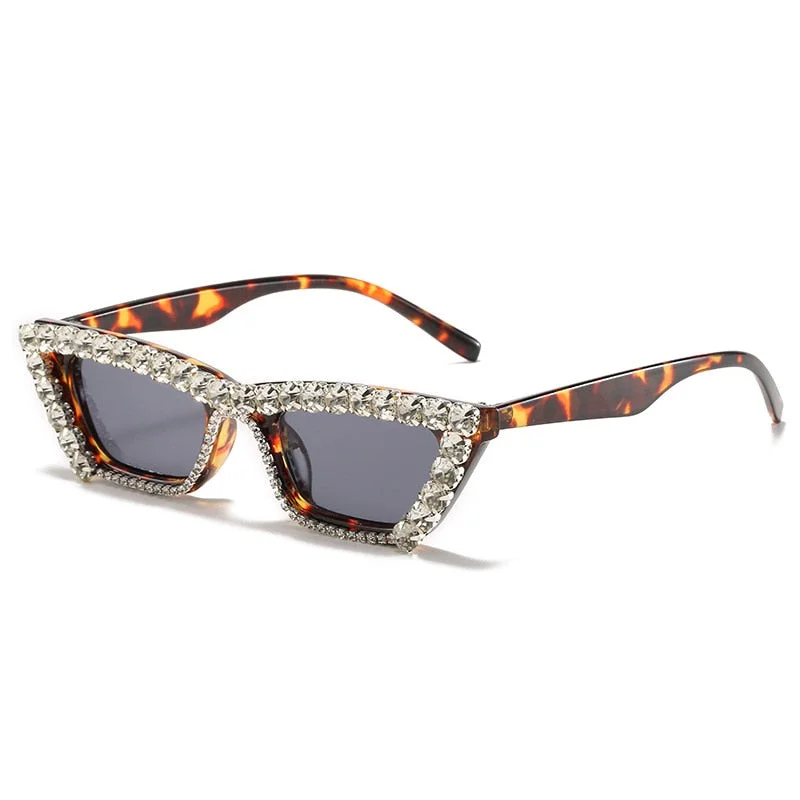 ladies sunglasses pop shade -Women's Luxury Diamond Decor Cat Eyes Sexy Hip Hop Sunglasses