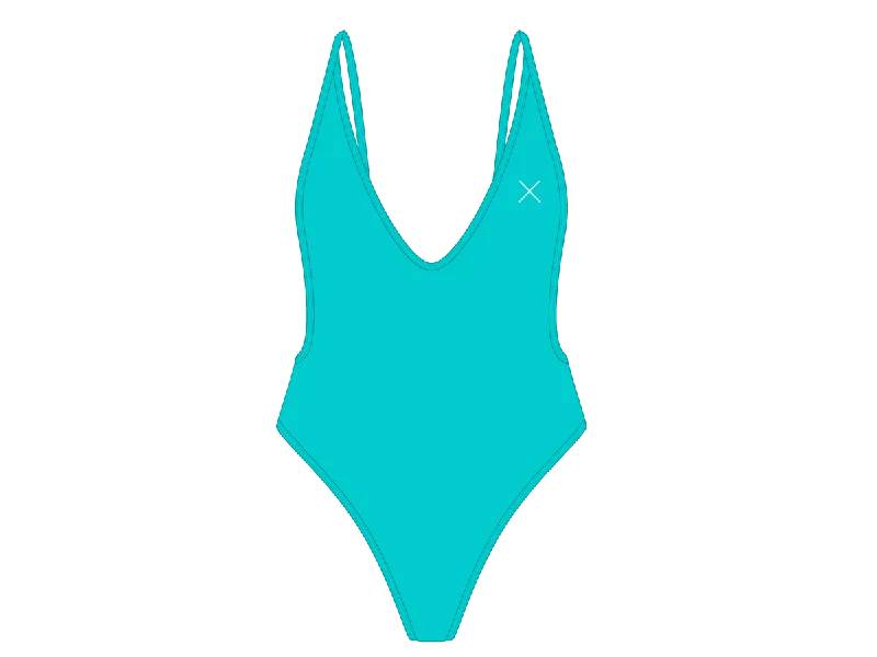 ladies one-piece swimsuit shop pick -Cyan Retro One-Piece II