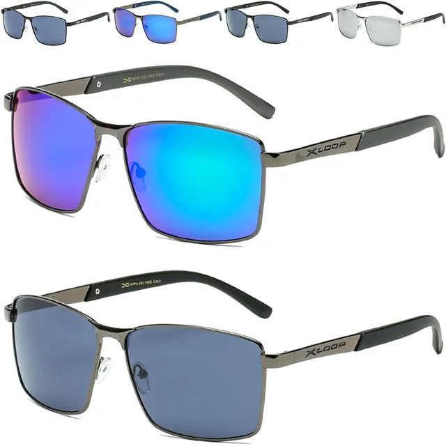 ladies sunglasses wave tint -Mirrored Oversized Men's sports Xloop Pilot Metal Sunglasses